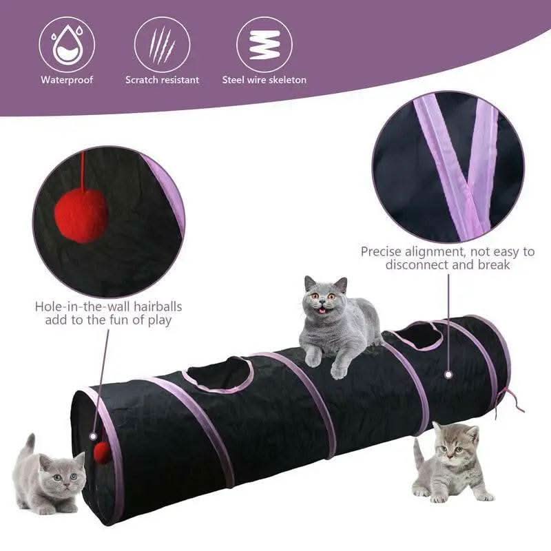 Cat Toys 21Pcs Kitten Toy Set Tunnel Interactive Black Straight through Cat Toy Set with Fluffy Mouse for Cats