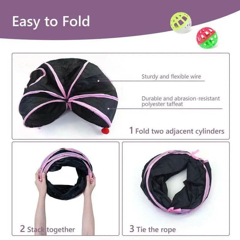 Cat Toys 21Pcs Kitten Toy Set Tunnel Interactive Black Straight through Cat Toy Set with Fluffy Mouse for Cats