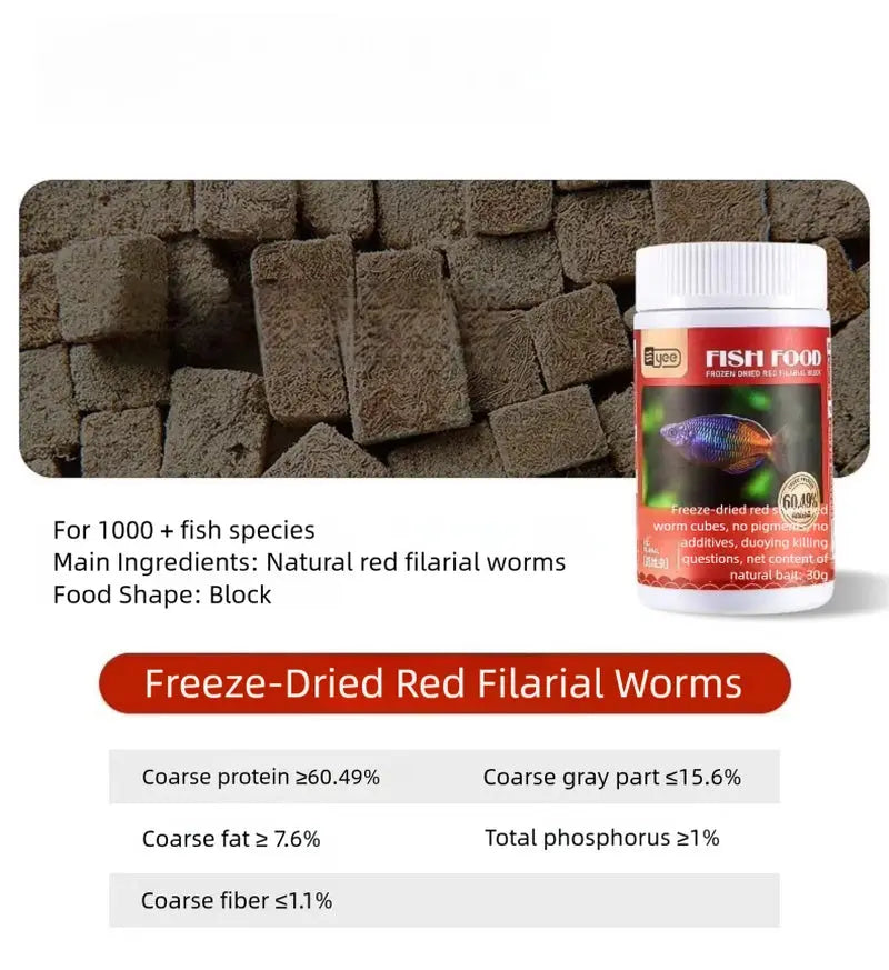 Yee Red Blood Worm Freeze Dried Artemia Salina Fish Food Feed for All Kinds of Tropical Aquarium Small Food
