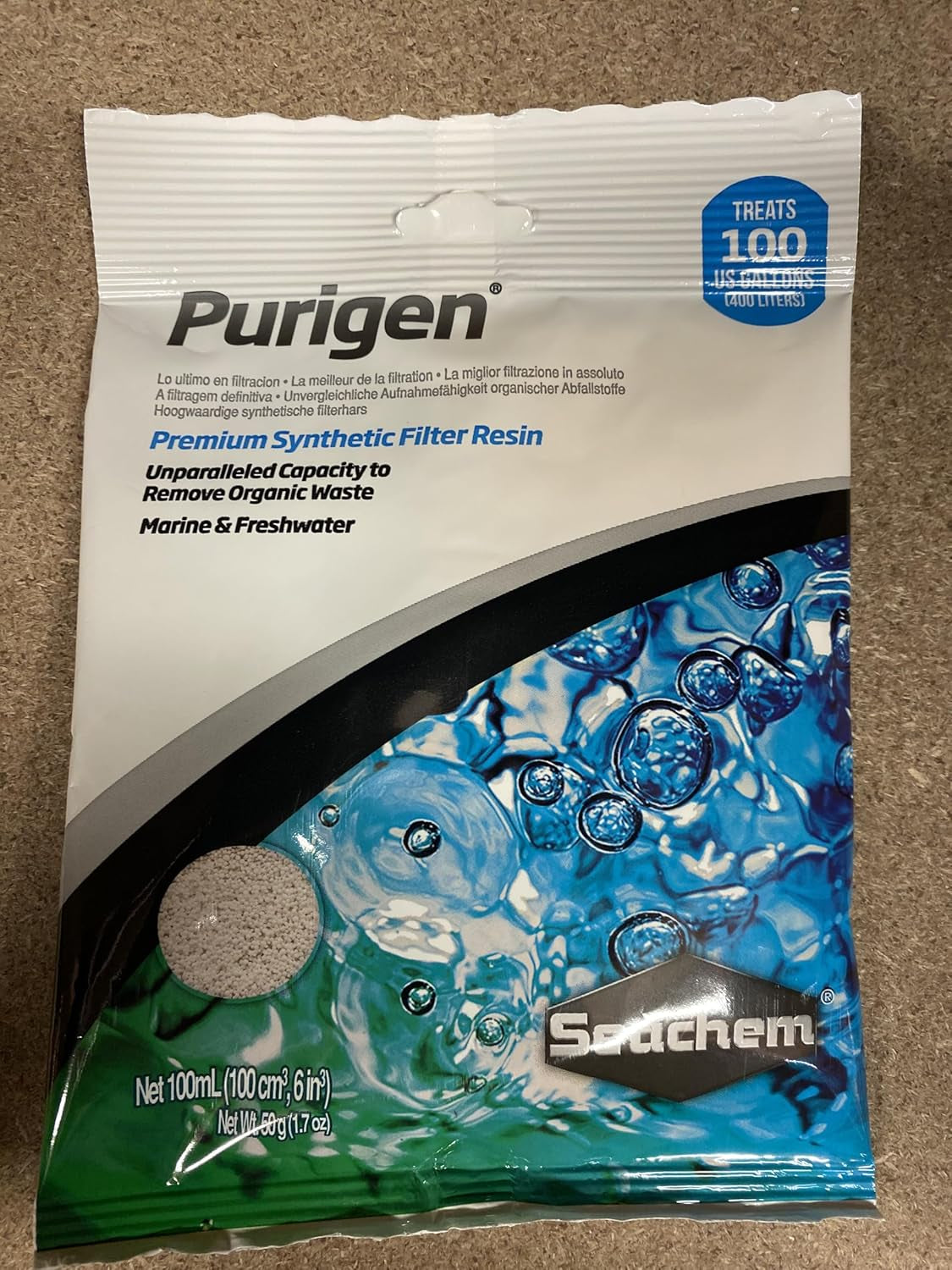 Purigen Organic Filtration Resin for Freshwater and Saltwater Aquariums - 100 mL