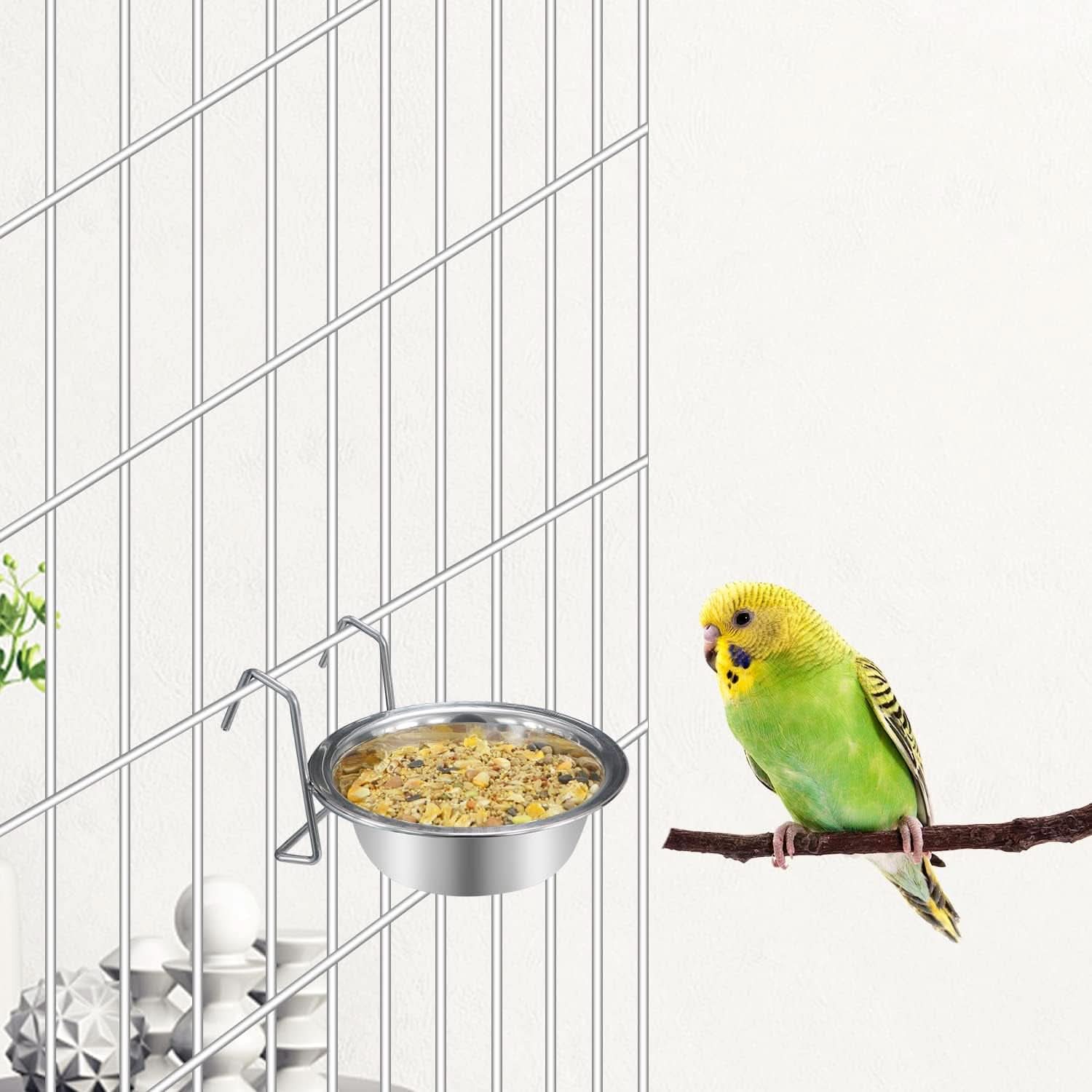 Stainless Steel Hanging Pet Bowl for Birds, Parrots, and Small Dogs and Cats (Size S)