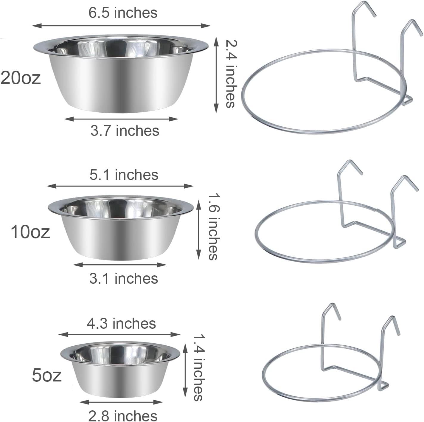 Stainless Steel Hanging Pet Bowl for Birds, Parrots, and Small Dogs and Cats (Size S)
