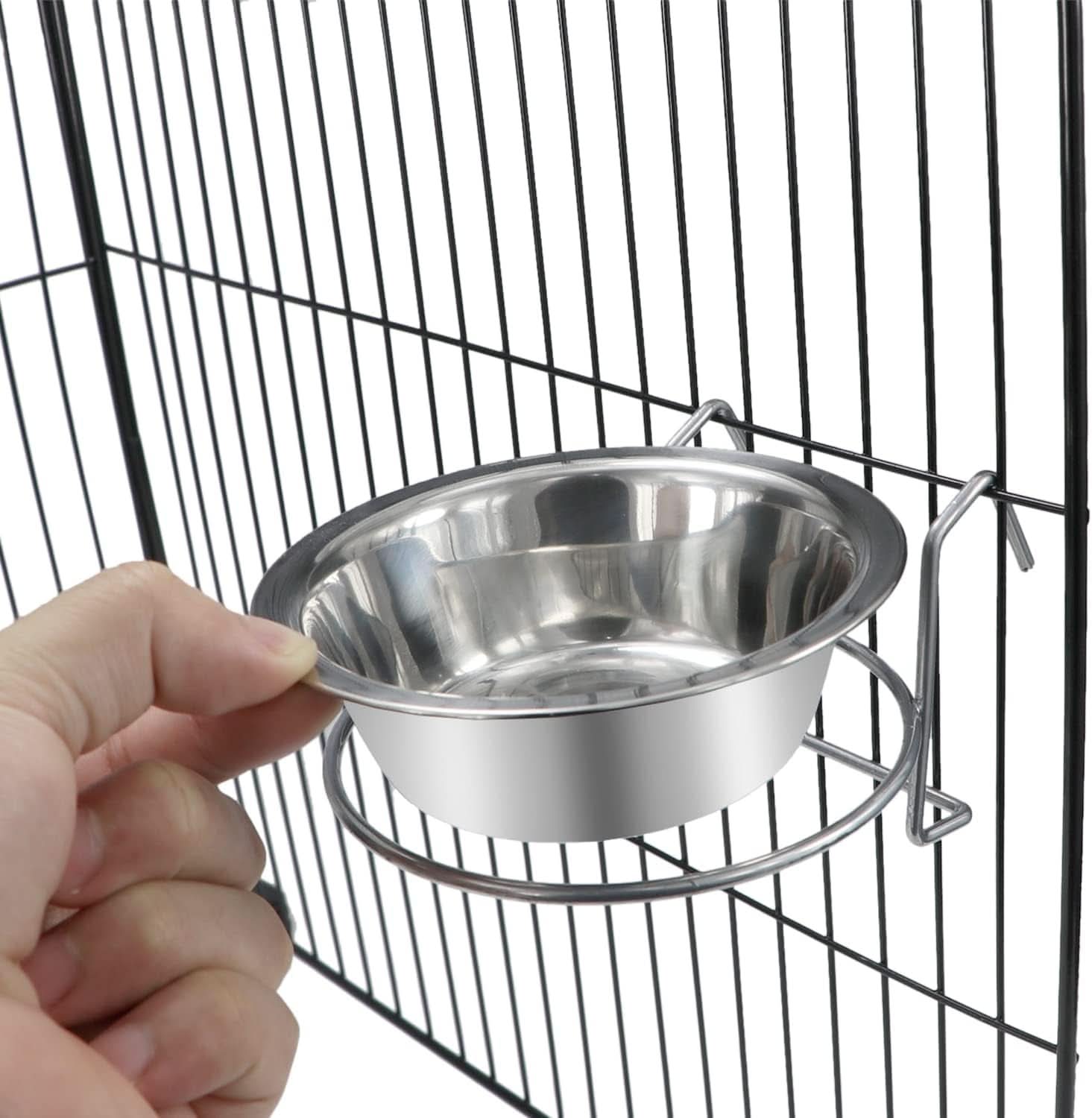 Stainless Steel Hanging Pet Bowl for Birds, Parrots, and Small Dogs and Cats (Size S)