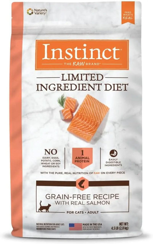 Limited Ingredient Diet Natural Dry Cat Food, Grain-Free Formula with Real Salmon, 4.5 lb Bag