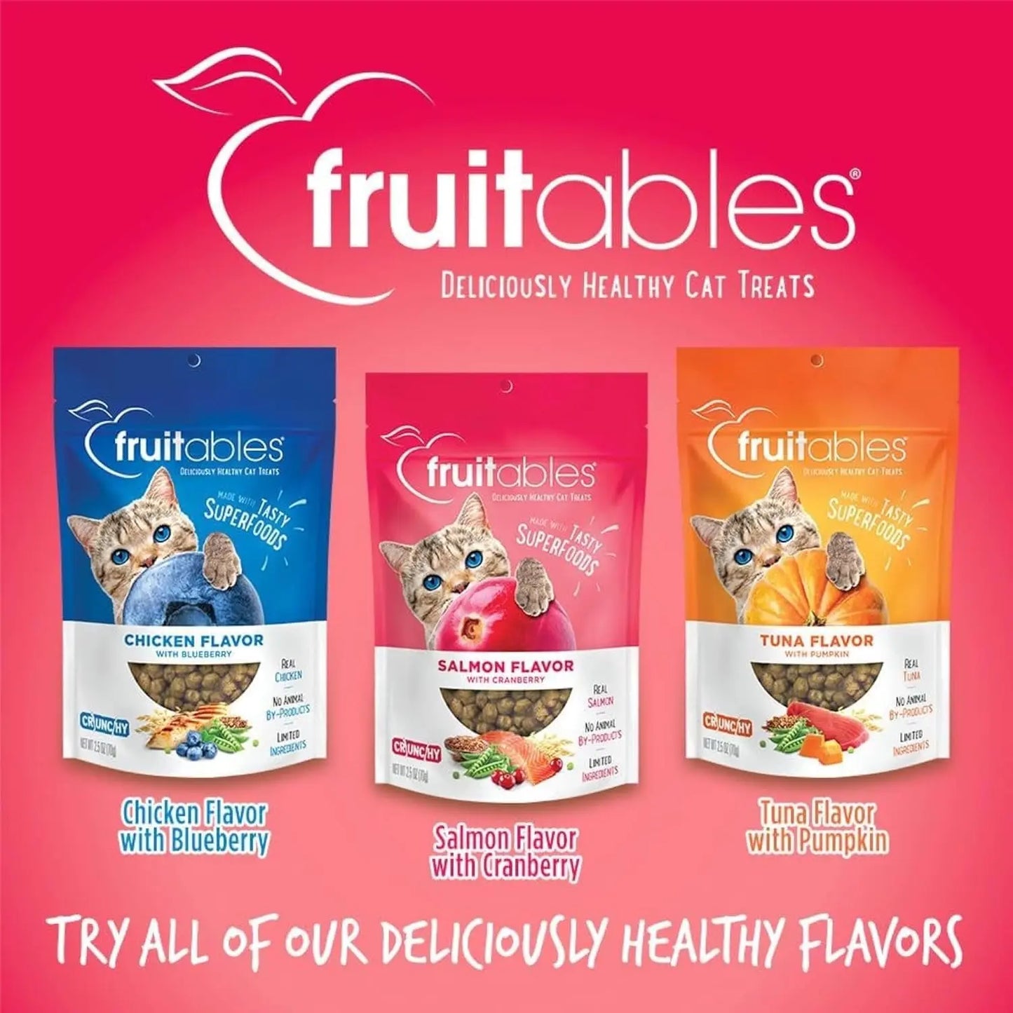Crunchy Cat Treats - Healthy Low-Calorie Protein Snack with Real Salmon and Cranberry - 2.5 Ounces - Wheat, Corn, and Soy Free