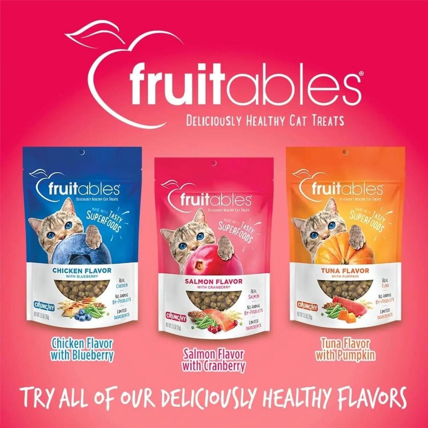 Crunchy Cat Treats - Healthy Low-Calorie Protein Snack with Real Salmon and Cranberry - 2.5 Ounces - Wheat, Corn, and Soy Free
