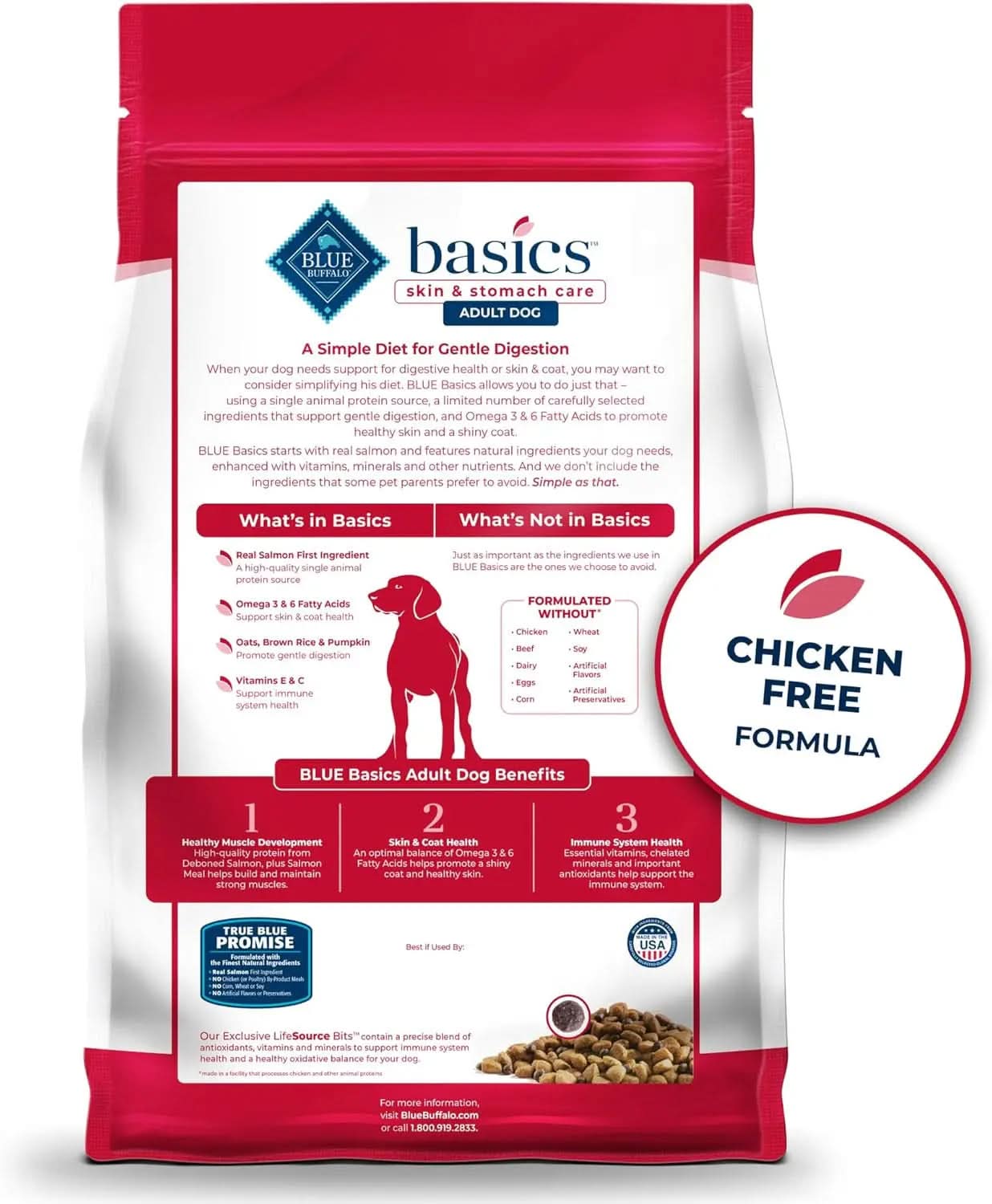 Basics Grain-Free Adult Dog Food, Limited Ingredient Diet, Salmon Recipe, 22 lb Bag