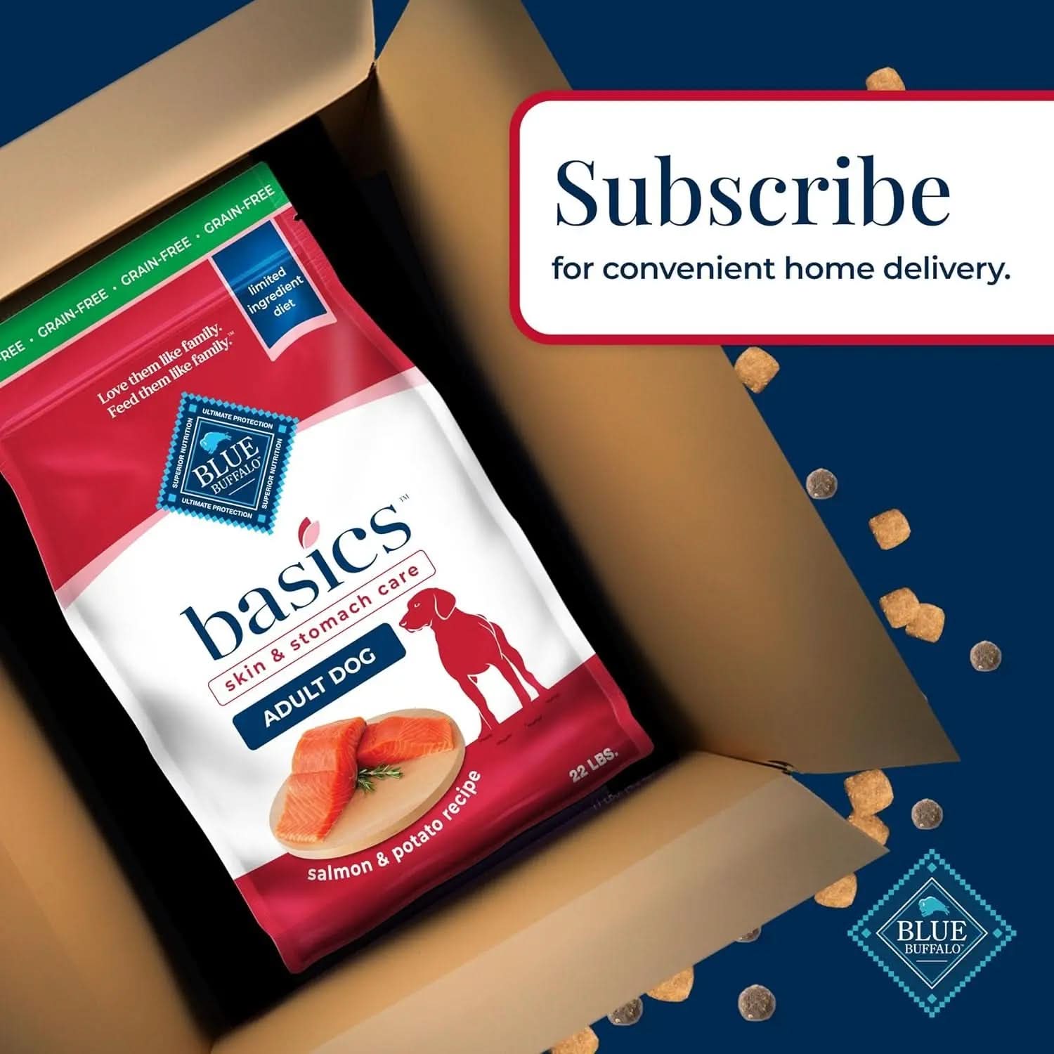 Basics Grain-Free Adult Dog Food, Limited Ingredient Diet, Salmon Recipe, 22 lb Bag