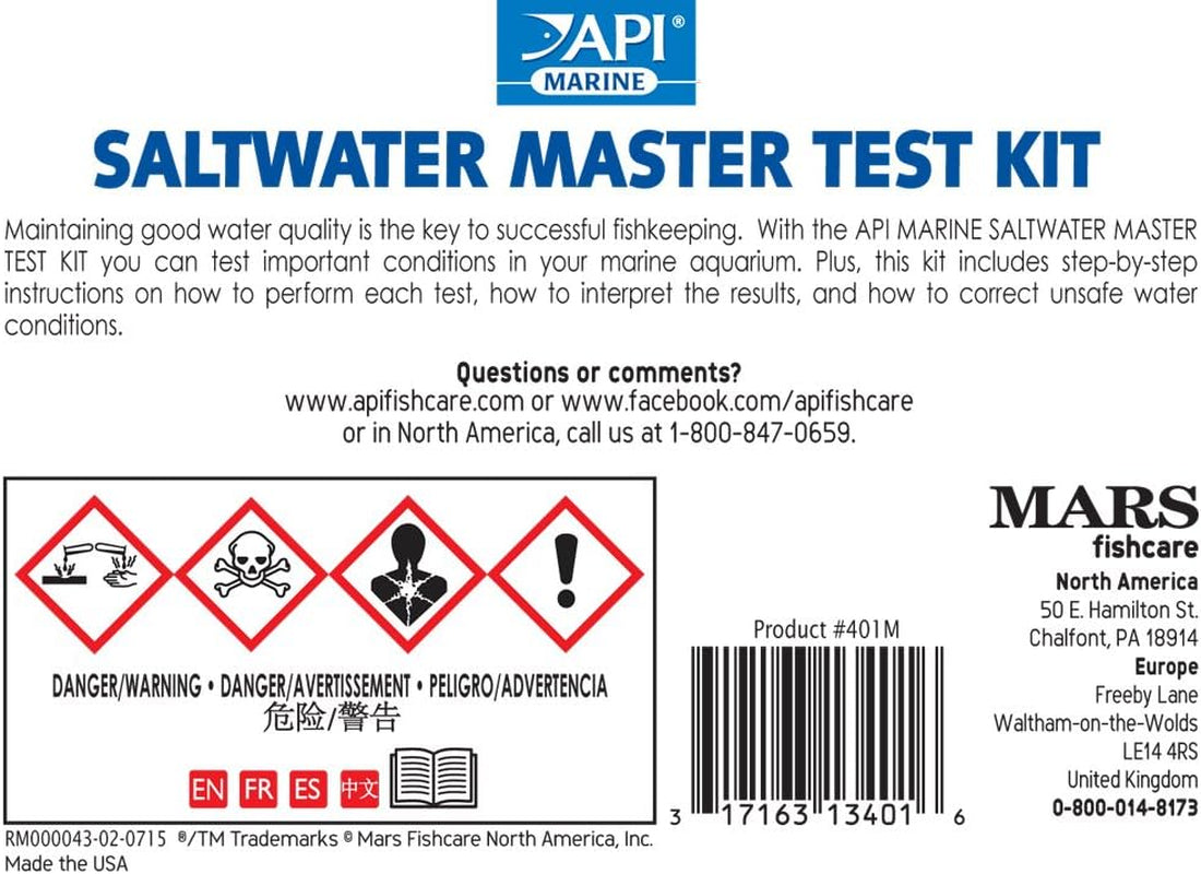 Saltwater Master Test Kit - Comprehensive 550-Test Water Quality Analysis for Saltwater Aquariums