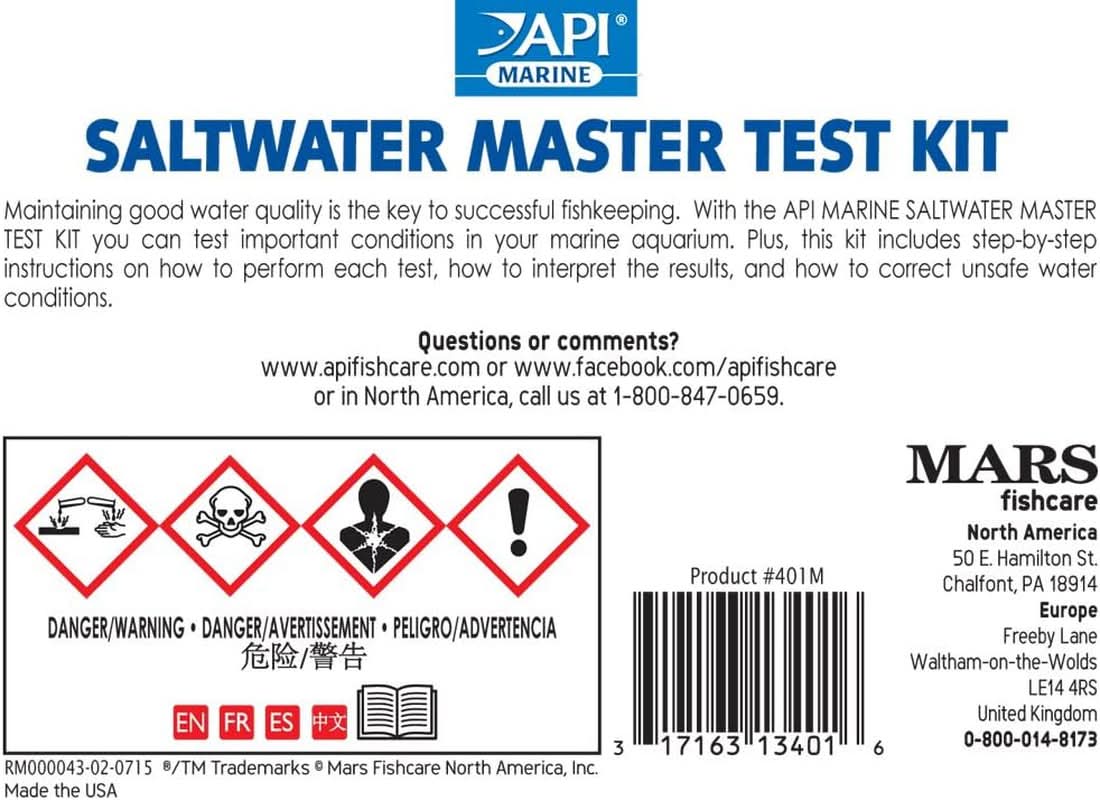 Saltwater Master Test Kit - Comprehensive 550-Test Water Quality Analysis for Saltwater Aquariums