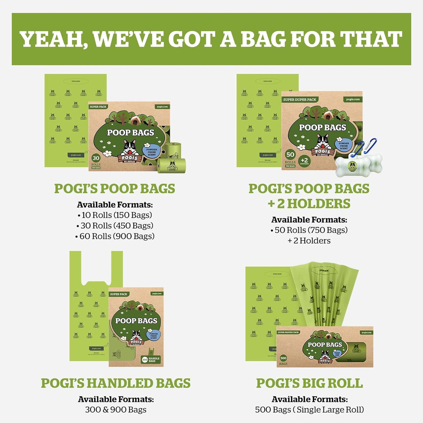 Pogi's Premium Leak-Proof Dog Waste Bags - Extra Thick with Fresh Scent (10 Rolls, 150 Count)