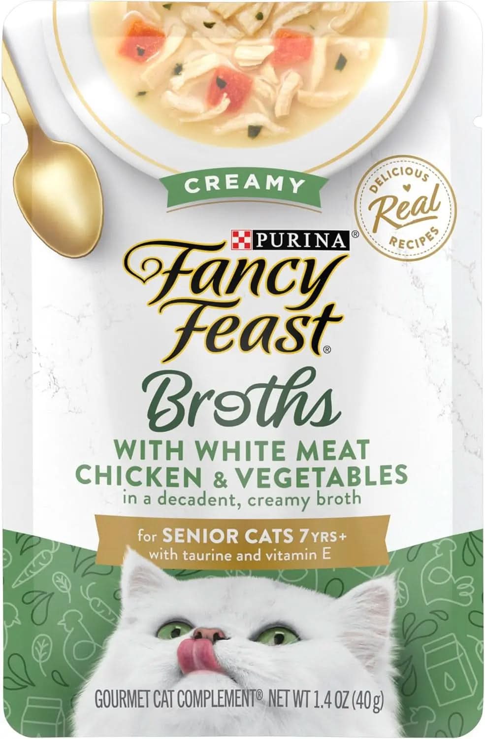 Purina  Creamy White Meat Chicken Broth Topper for Senior Cats - Pack of 16 (1.4 oz. pouches)