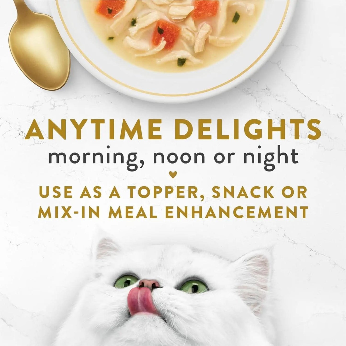 Purina  Creamy White Meat Chicken Broth Topper for Senior Cats - Pack of 16 (1.4 oz. pouches)