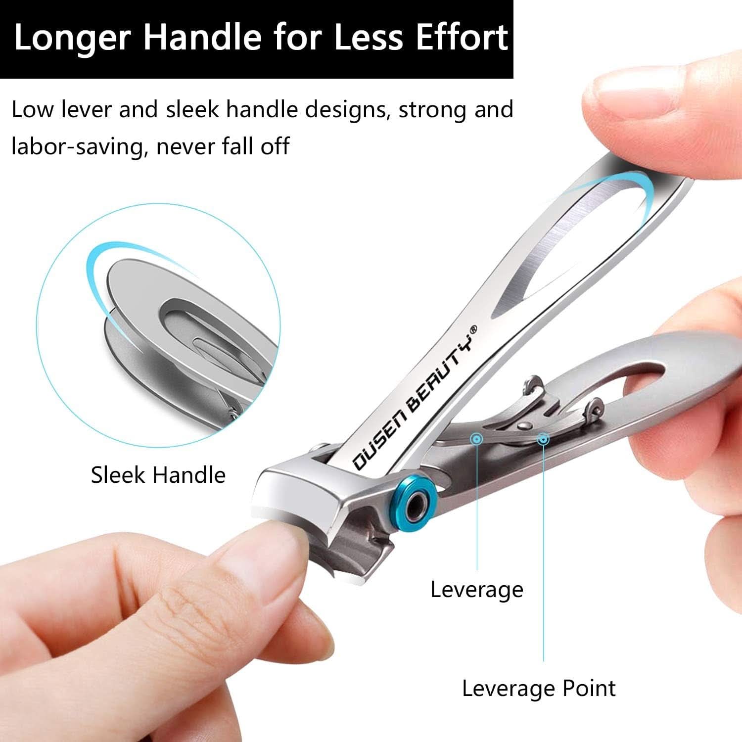 Professional Nail Clipper Set for Thick Nails - Extra Wide Jaw Stainless Steel Fingernail and Toenail Cutters with Nail File - Ideal for Seniors, Adults, Men, and Women