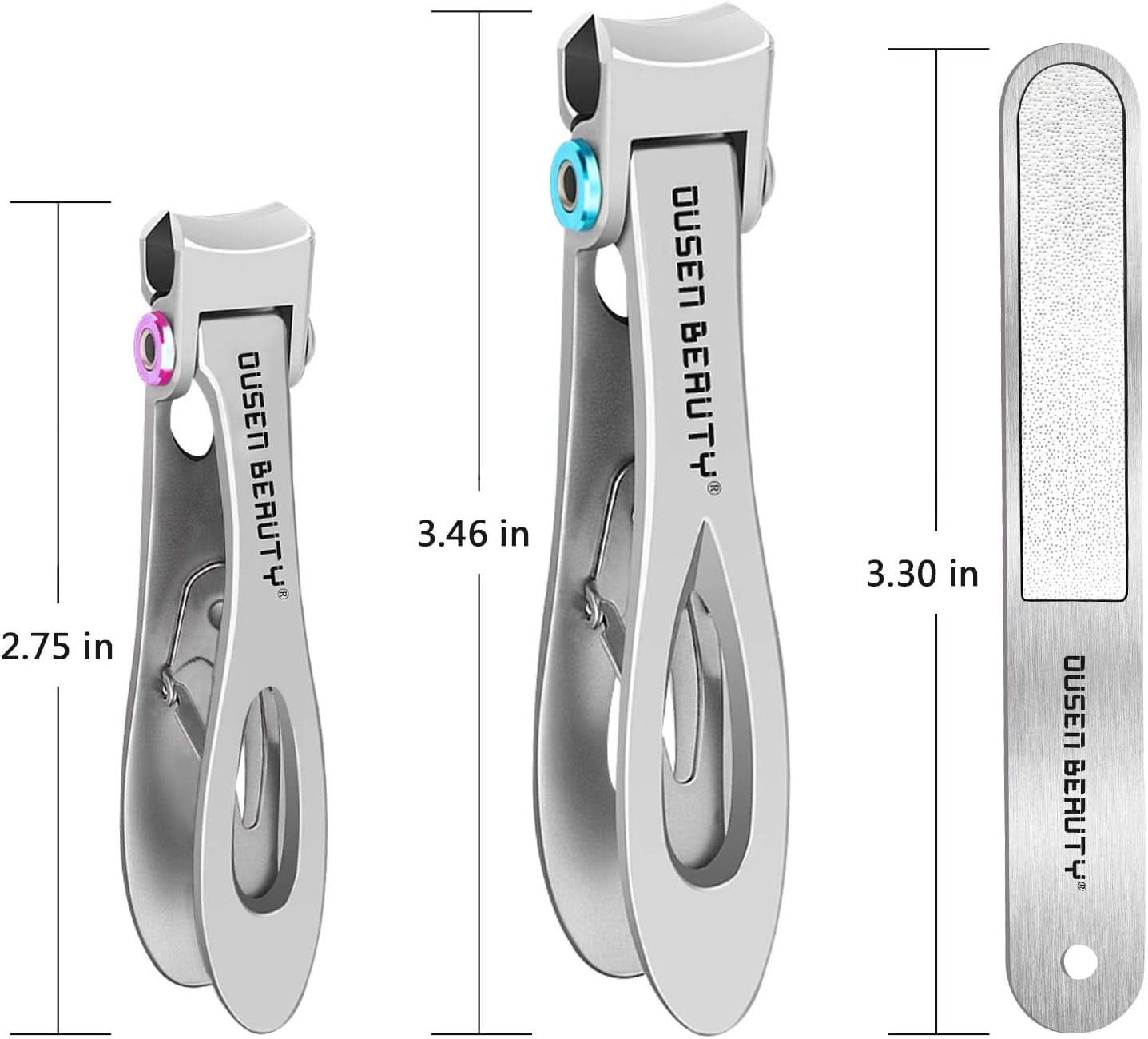 Professional Nail Clipper Set for Thick Nails - Extra Wide Jaw Stainless Steel Fingernail and Toenail Cutters with Nail File - Ideal for Seniors, Adults, Men, and Women
