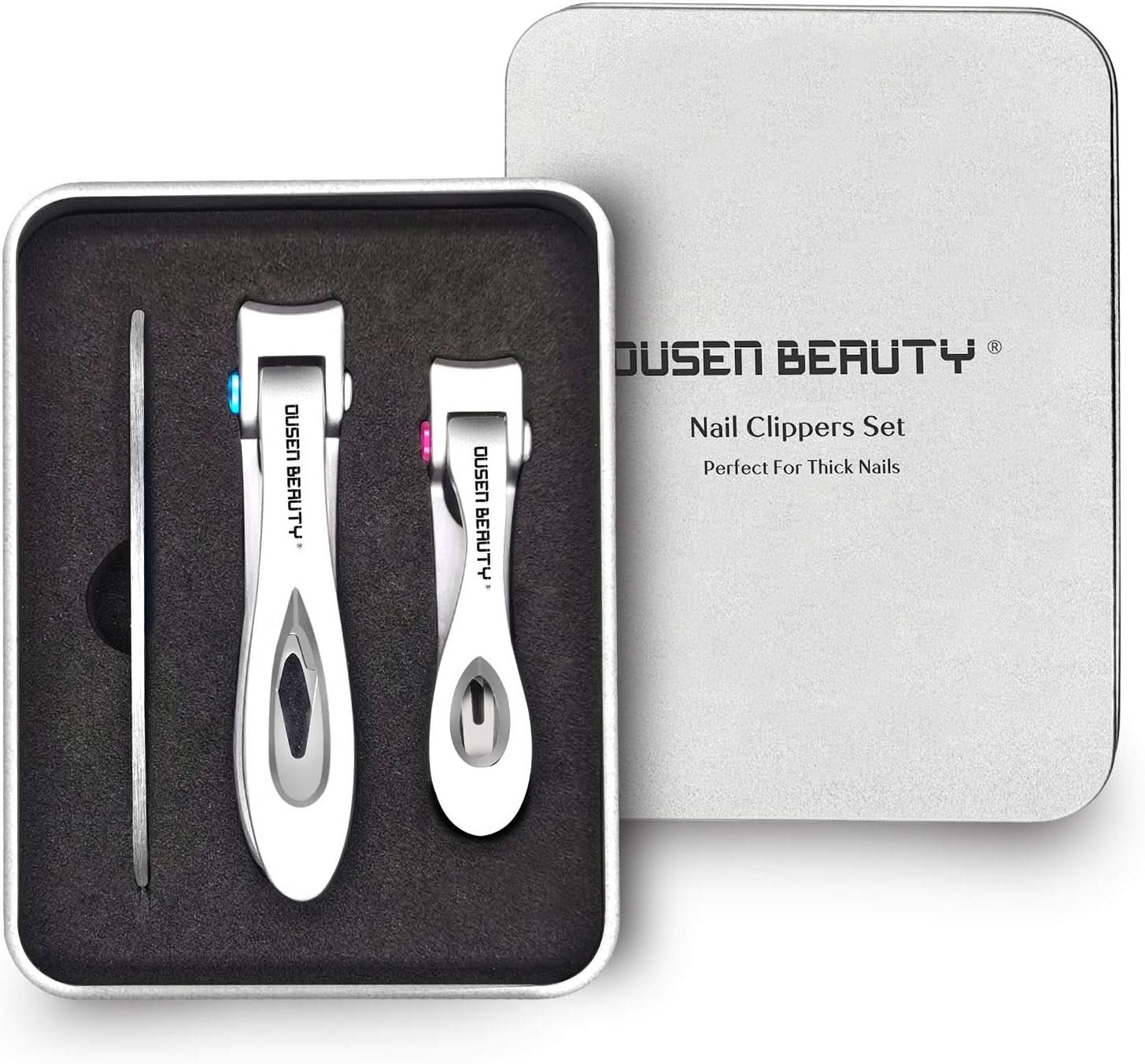 Professional Nail Clipper Set for Thick Nails - Extra Wide Jaw Stainless Steel Fingernail and Toenail Cutters with Nail File - Ideal for Seniors, Adults, Men, and Women
