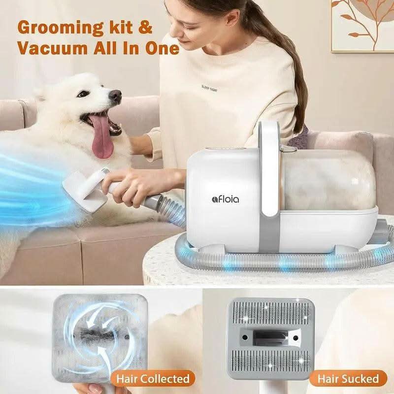 【Limitedtimeflashsale】Afloia Dog Grooming Kit, Pet Grooming Vacuum & Dog Clippers & Dog Brush for Shedding with Vacuum Grooming Tools, Low Noise Dog Vacuum Hair Remover Pet Grooming Supplies