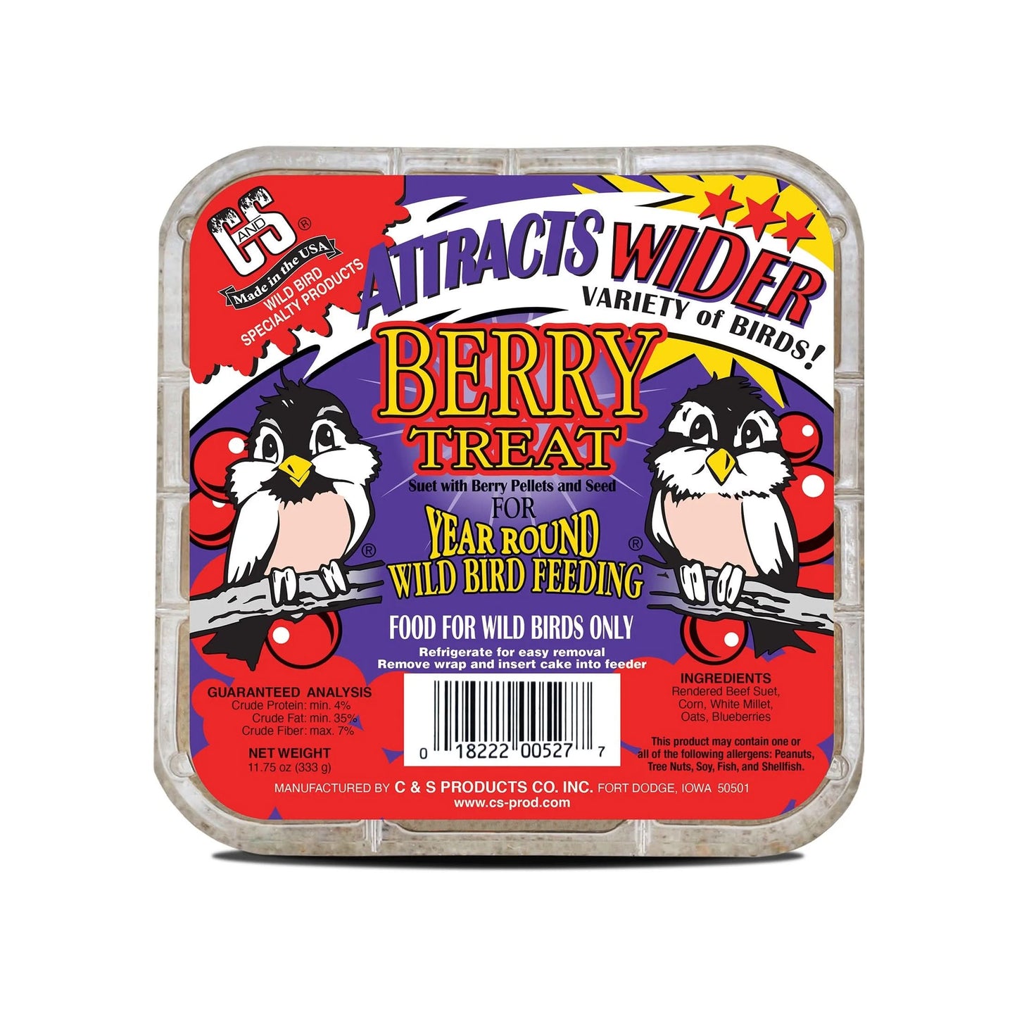 C&S Berry Suet Treat 11.75 Ounces 8 Pack