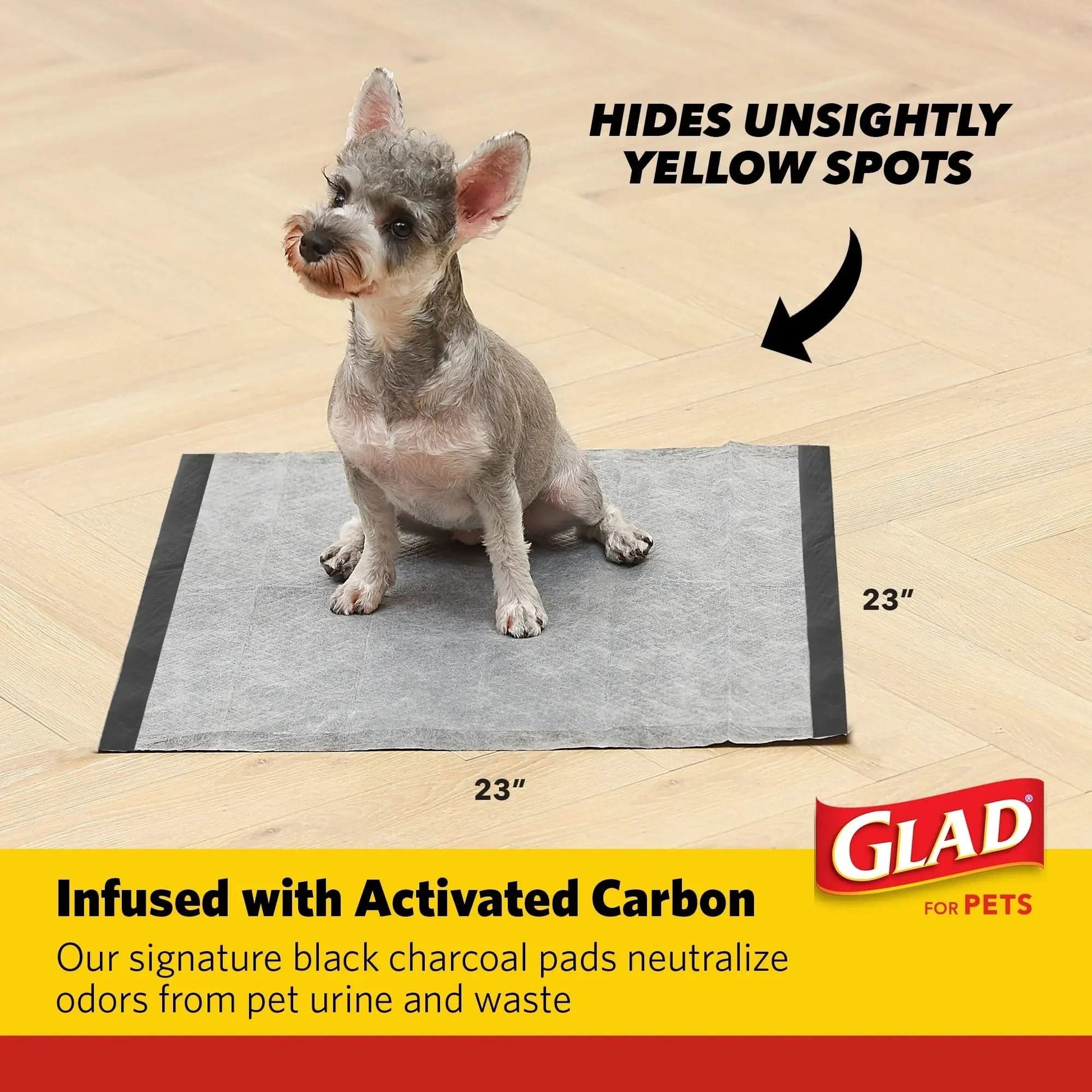 Glad Activated Charcoal Leak-Resistant Training Pads for Dogs, 23In X 23In, 30 Count