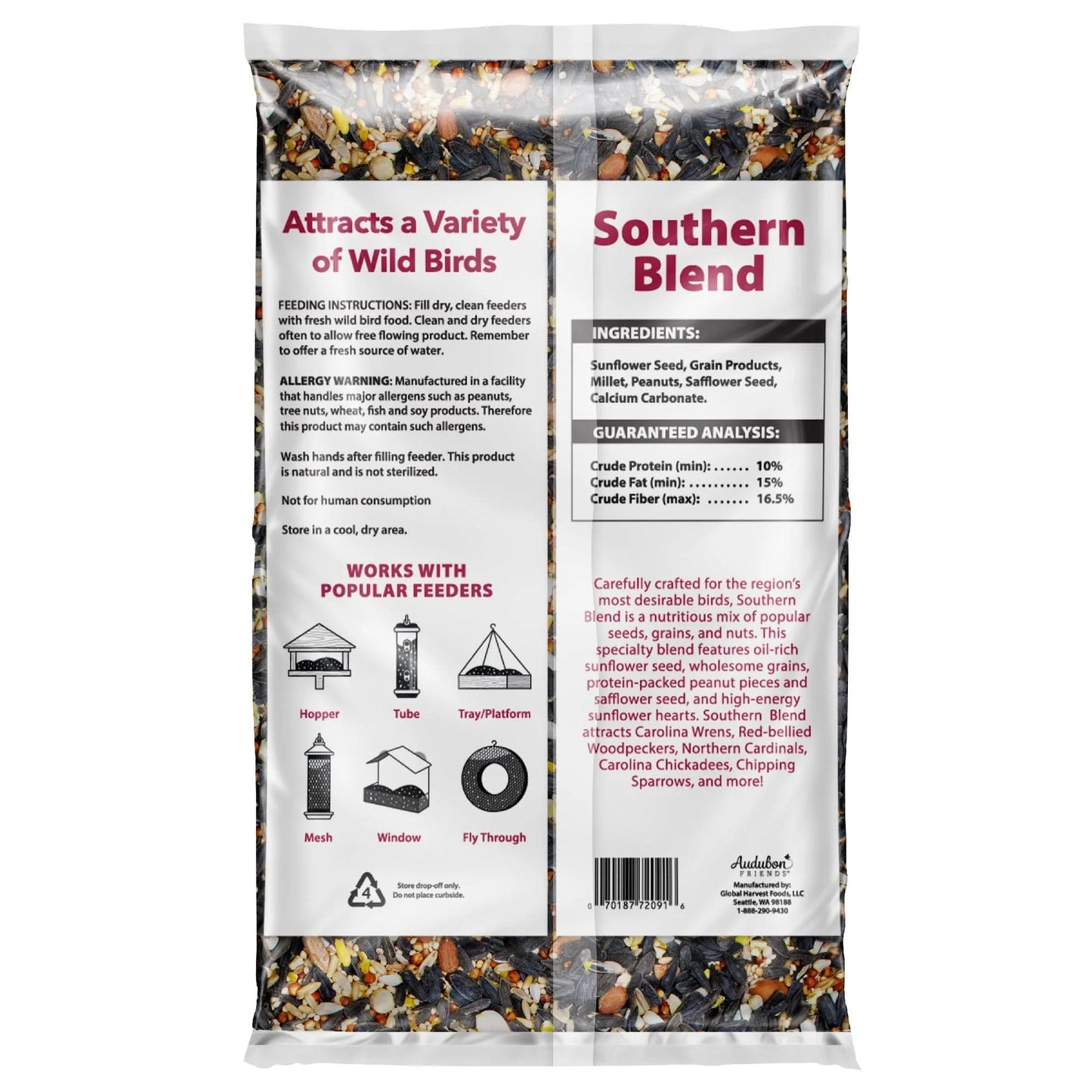Southern Regional Blend Wild Bird Food, Dry, 1 Count per Pack, 5 Lb. Bag