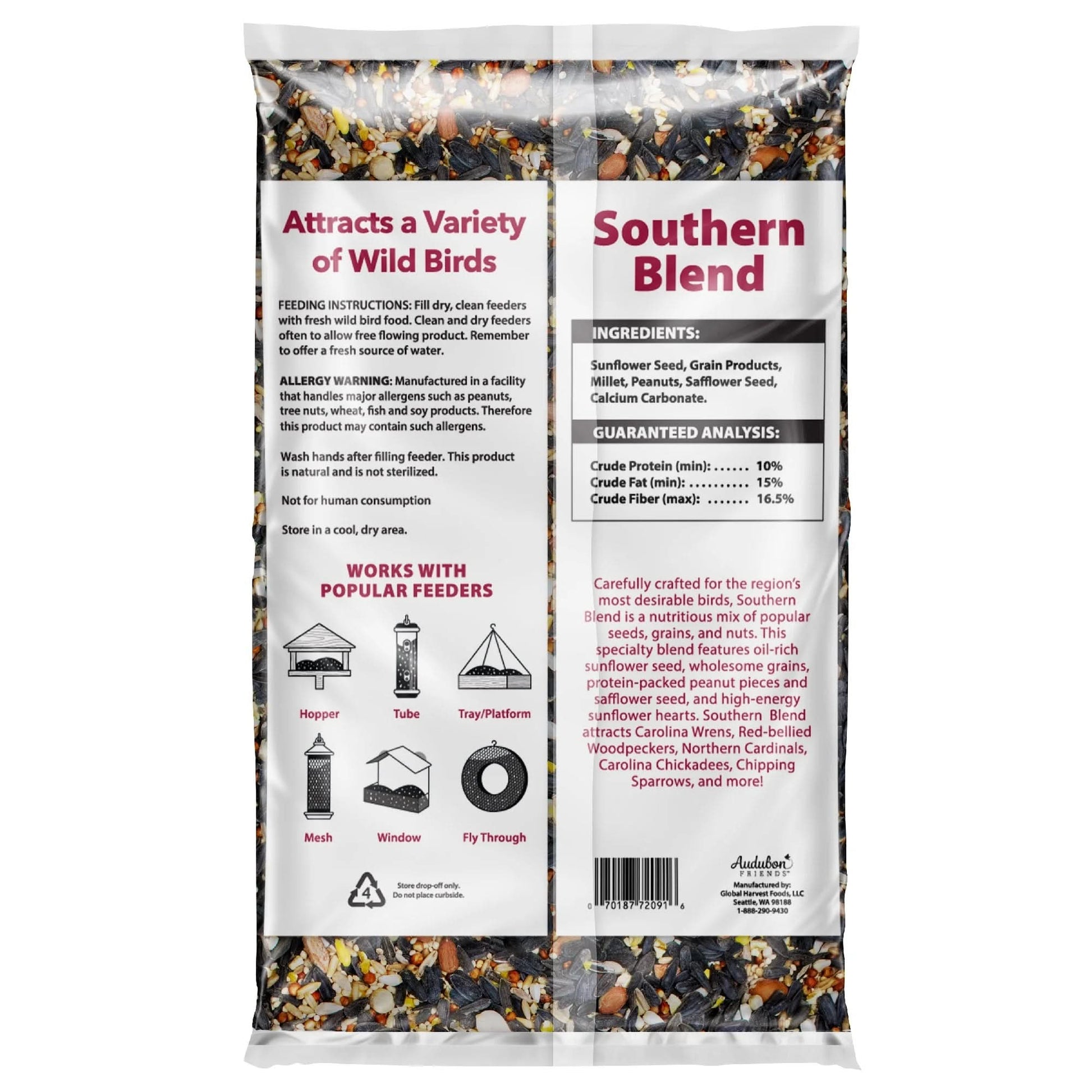 Southern Regional Blend Wild Bird Food, Dry, 1 Count per Pack, 5 Lb. Bag
