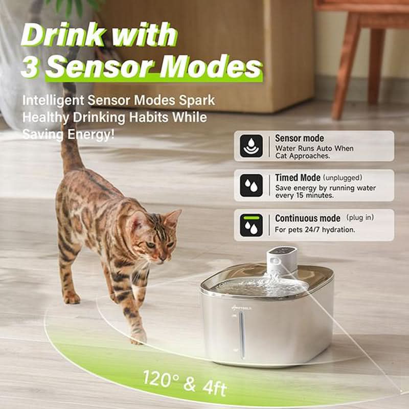 APETDOLA SL Stainless Steel Automatic Pet Water Fountain - 4L Capacity, Wireless Design, Ultra-Quiet Operation, Ideal for Cats and Dogs, Easy to Clean, Perfect Father's Day Gift
