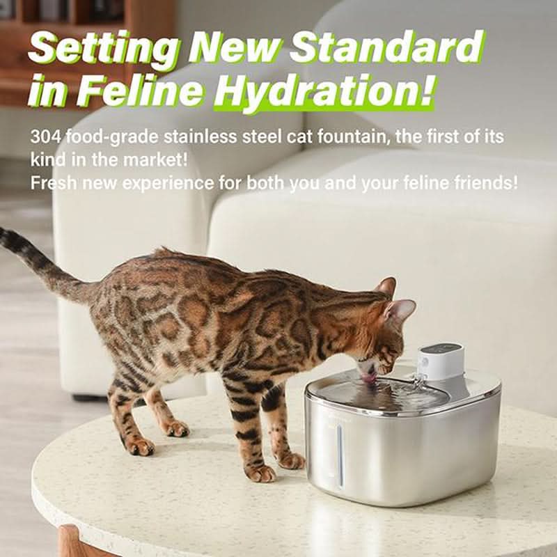 APETDOLA SL Stainless Steel Automatic Pet Water Fountain - 4L Capacity, Wireless Design, Ultra-Quiet Operation, Ideal for Cats and Dogs, Easy to Clean, Perfect Father's Day Gift