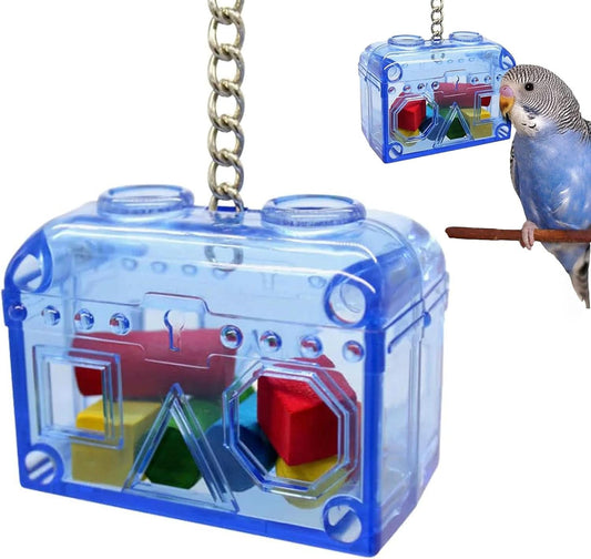 Premium Foraging Treasure Chest for Birds - Colorful, Safe, and Easy-to-Install Cage Accessory - Washable, Refillable, Non-Toxic Design