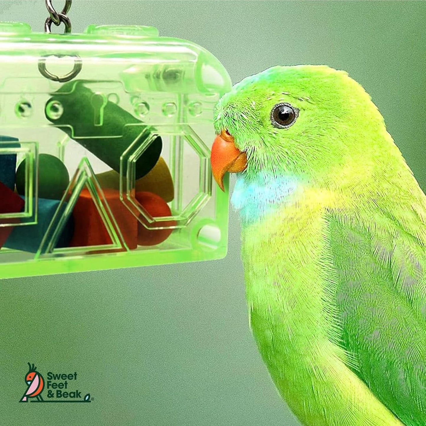 Premium Foraging Treasure Chest for Birds - Colorful, Safe, and Easy-to-Install Cage Accessory - Washable, Refillable, Non-Toxic Design