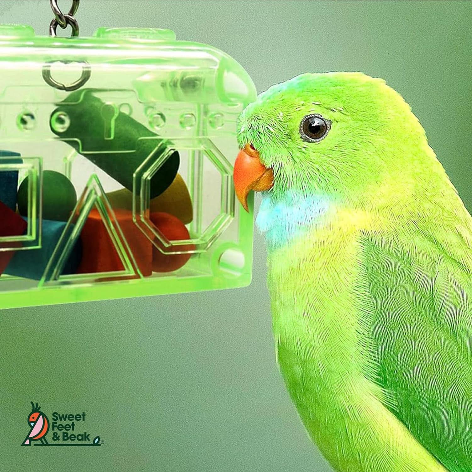 Premium Foraging Treasure Chest for Birds - Colorful, Safe, and Easy-to-Install Cage Accessory - Washable, Refillable, Non-Toxic Design
