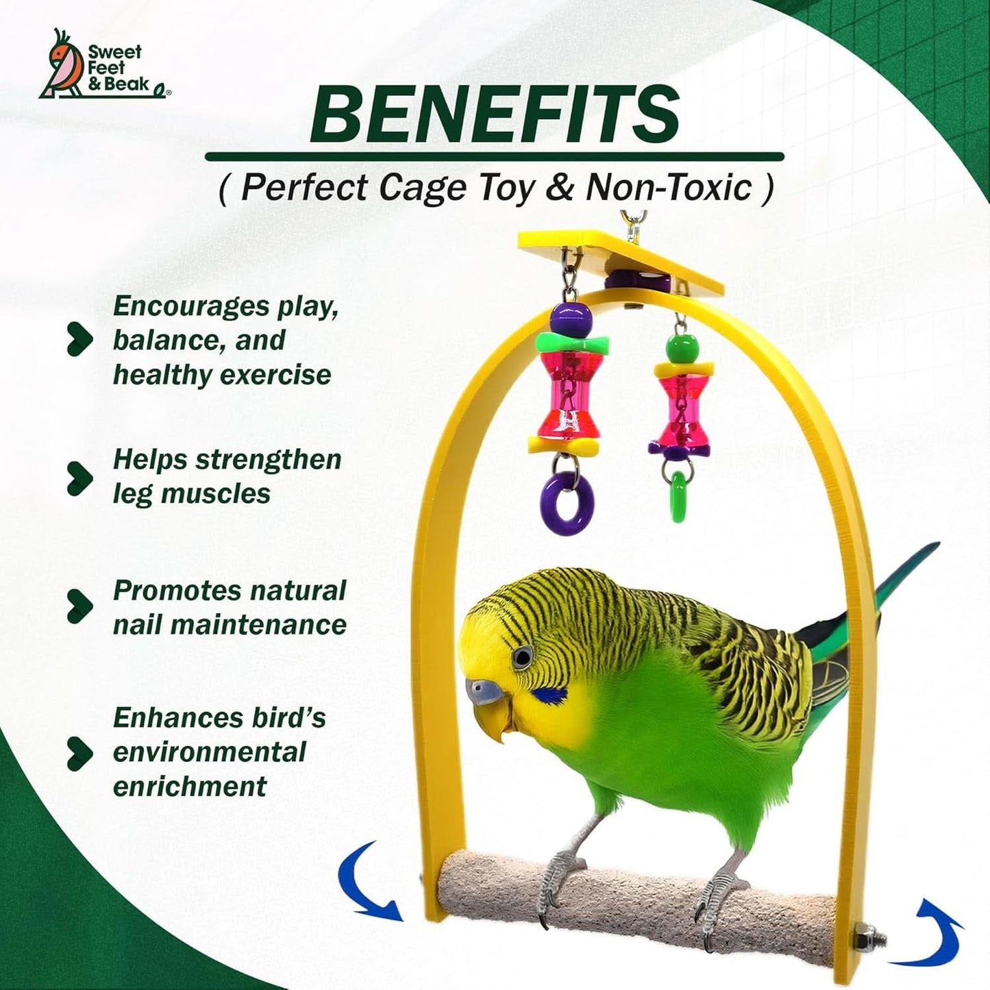 Small Whirly Bird - Engaging Cage Toy for Visual and Physical Stimulation - Safe, Non-Toxic Accessories for Small Birds