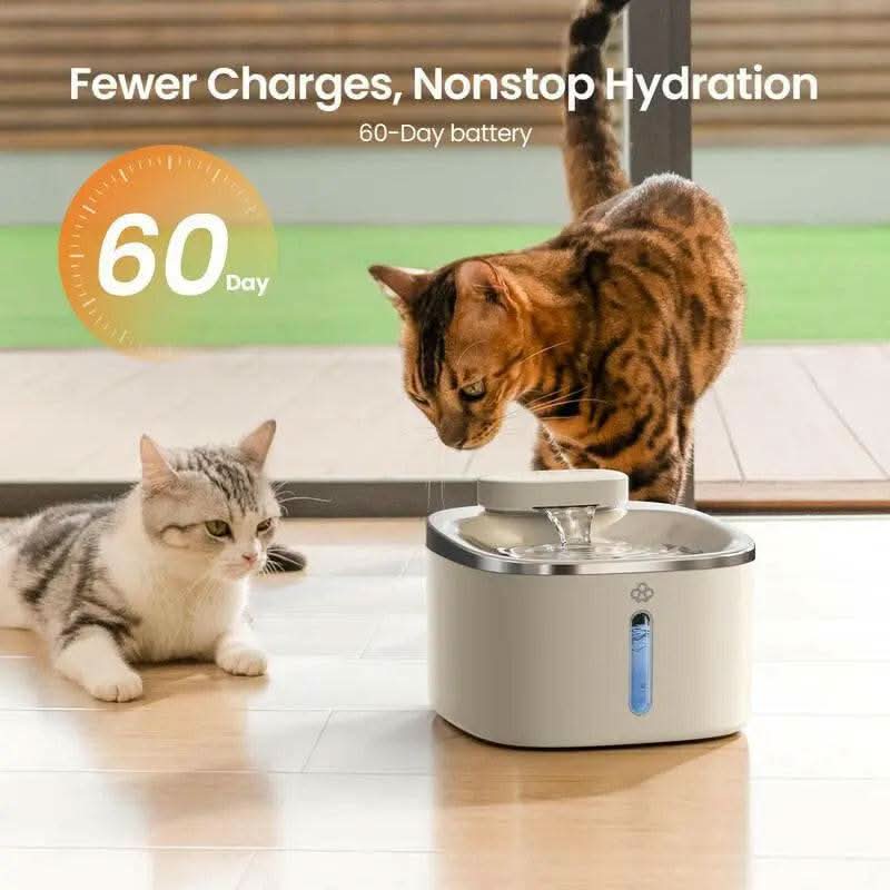 Oneisall Wireless & Stainless Steel Cat Water Fountain, 3.5L/118Oz Automatic Cat Water Fountain,304 Stainless Steel,Cordless & Rechargeable with Motion Sensor and Low Noise