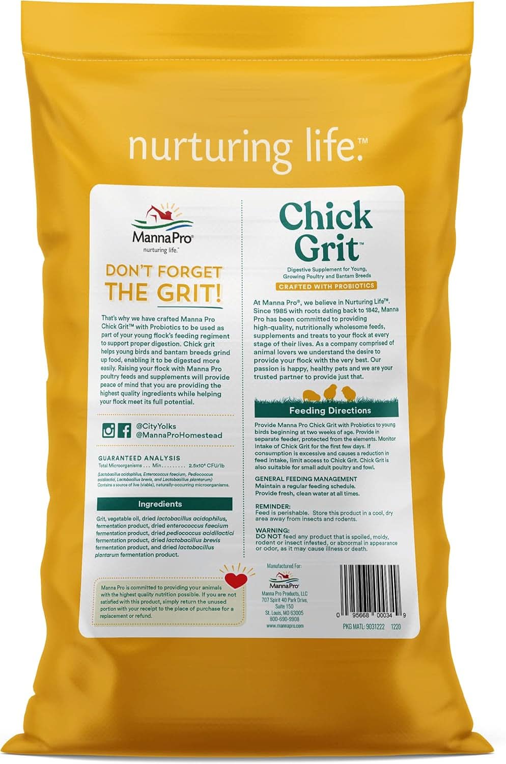 Chick Grit - Digestive Supplement for Young Poultry and Bantam Breeds with Probiotics, 25 lbs of Natural Insoluble Crushed Granite, Free from Artificial Ingredients and Preservatives