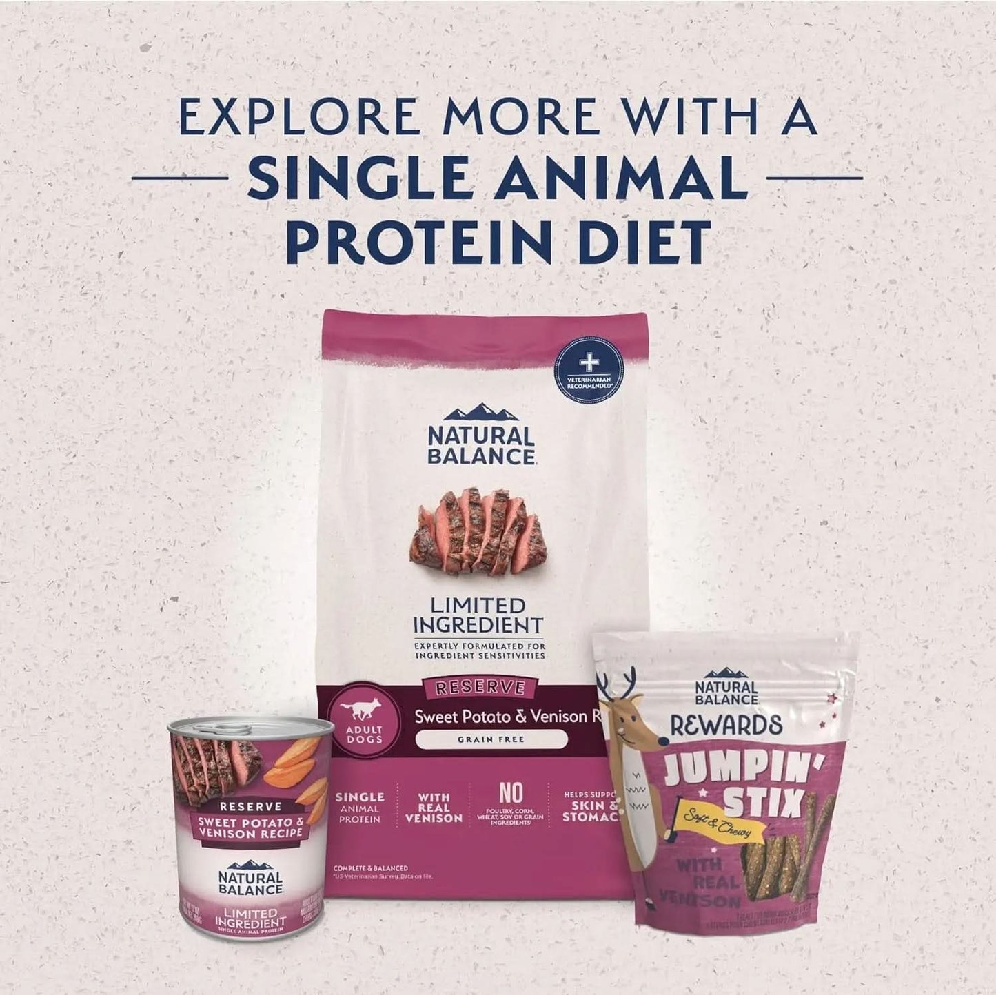 Limited Ingredient Adult Grain-Free Dry Dog Food, Sweet Potato & Venision Recipe, 4 lb