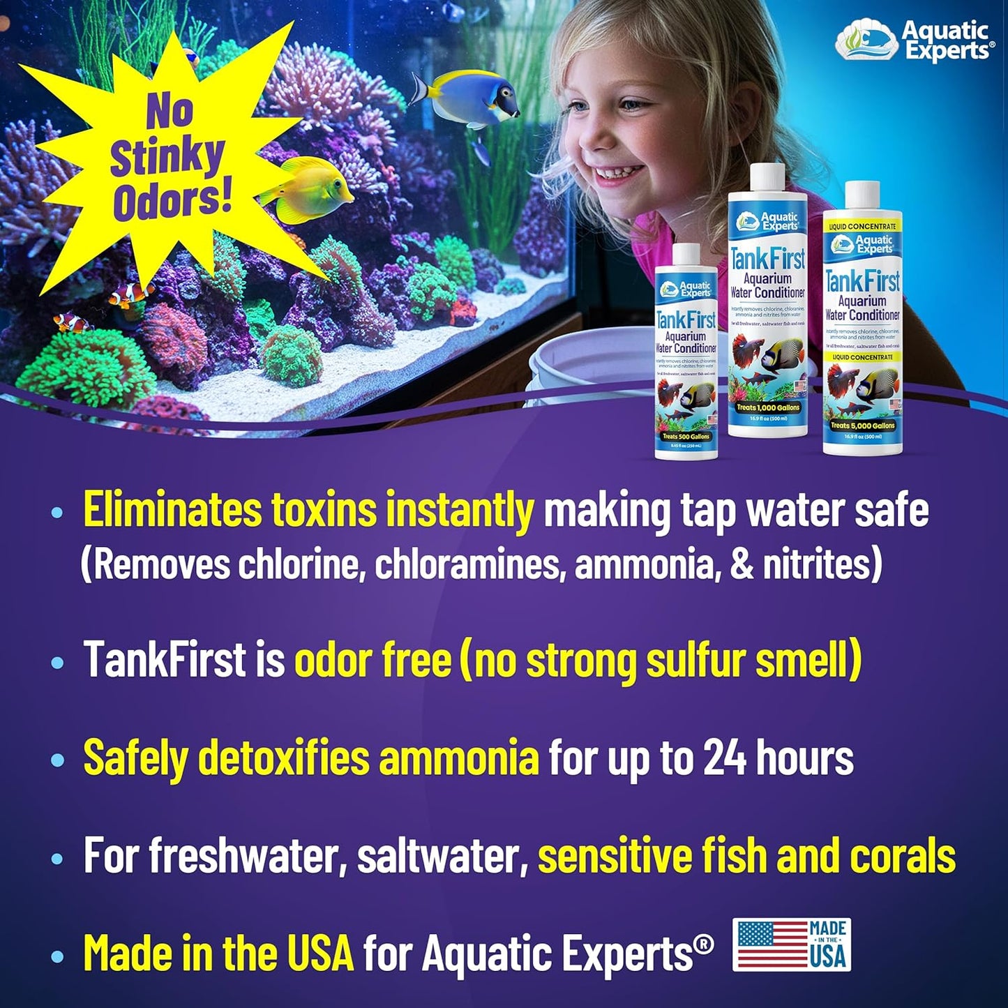 Tankfirst Complete Aquarium Water Conditioner - Effective Removal of Chlorine, Chloramines, and Ammonia Detoxification for Aquatic Environments (Regular, 500 mL)