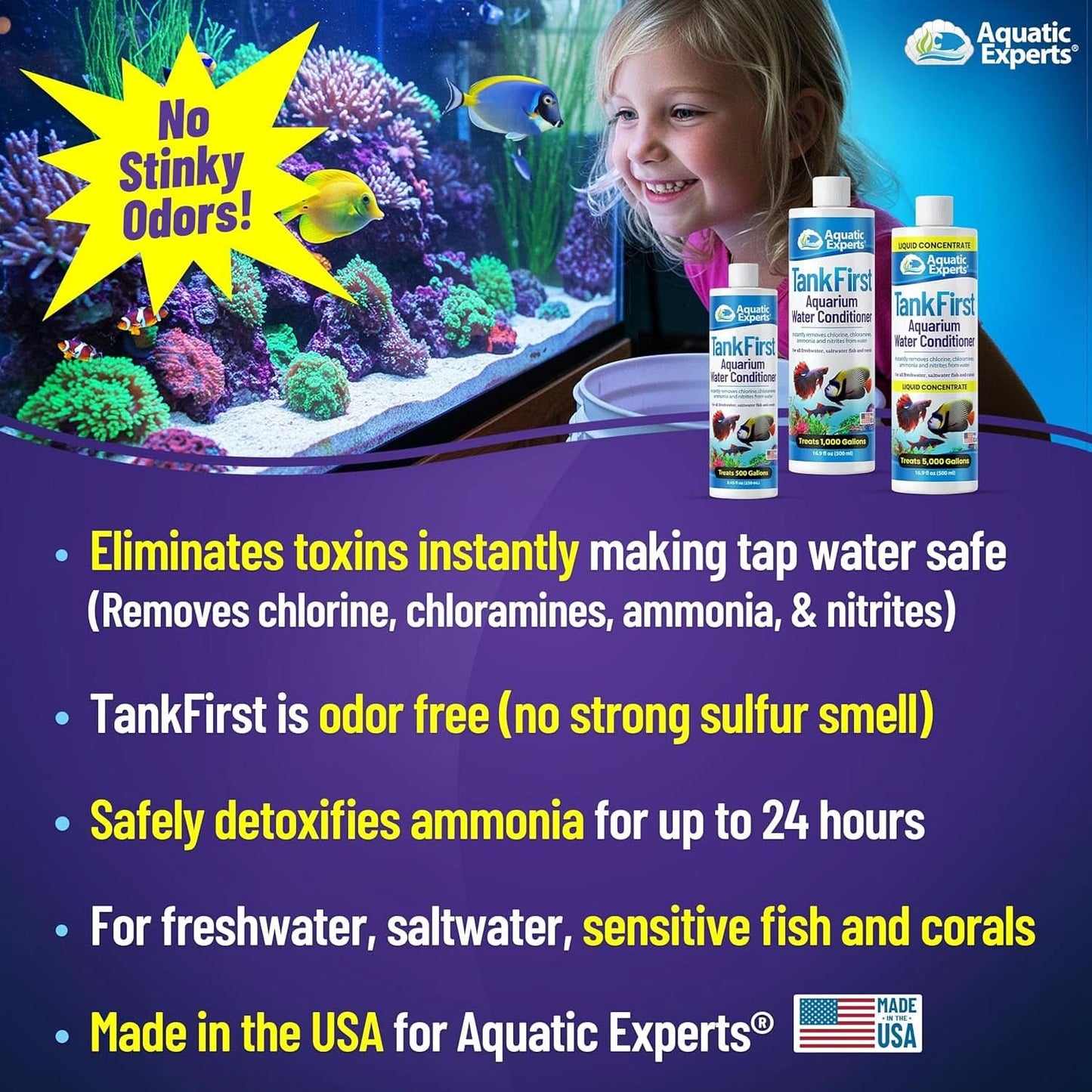 Tankfirst Complete Aquarium Water Conditioner - Effective Removal of Chlorine, Chloramines, and Ammonia Detoxification for Aquatic Environments (Regular, 500 mL)
