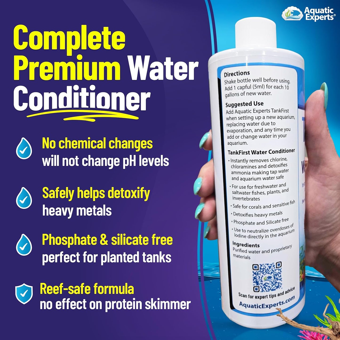 Tankfirst Complete Aquarium Water Conditioner - Effective Removal of Chlorine, Chloramines, and Ammonia Detoxification for Aquatic Environments (Regular, 500 mL)