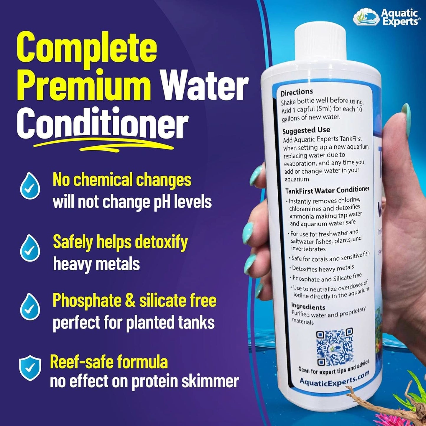 Tankfirst Complete Aquarium Water Conditioner - Effective Removal of Chlorine, Chloramines, and Ammonia Detoxification for Aquatic Environments (Regular, 500 mL)