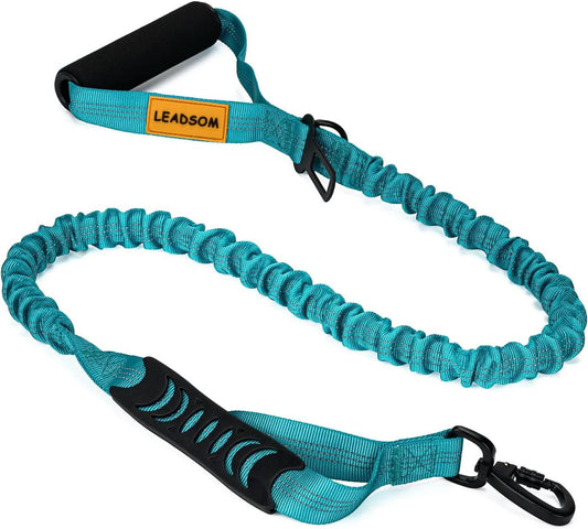 6FT Heavy-Duty Elastic Bungee Dog Leash with Shock Absorption, Padded Comfort Handle, and Traffic Handle for Medium and Large Dogs - Ideal for Training