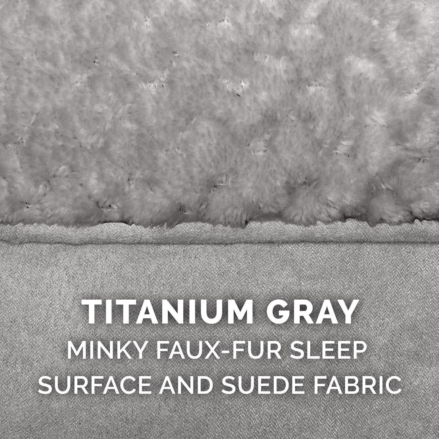 Orthopedic Dog Bed for Medium and Small Dogs with Removable Washable Cover and Pillow Cushion Top, Suitable for Dogs up to 35 lbs - Minky Plush and Suede Mattress in Titanium Gray, Medium Size