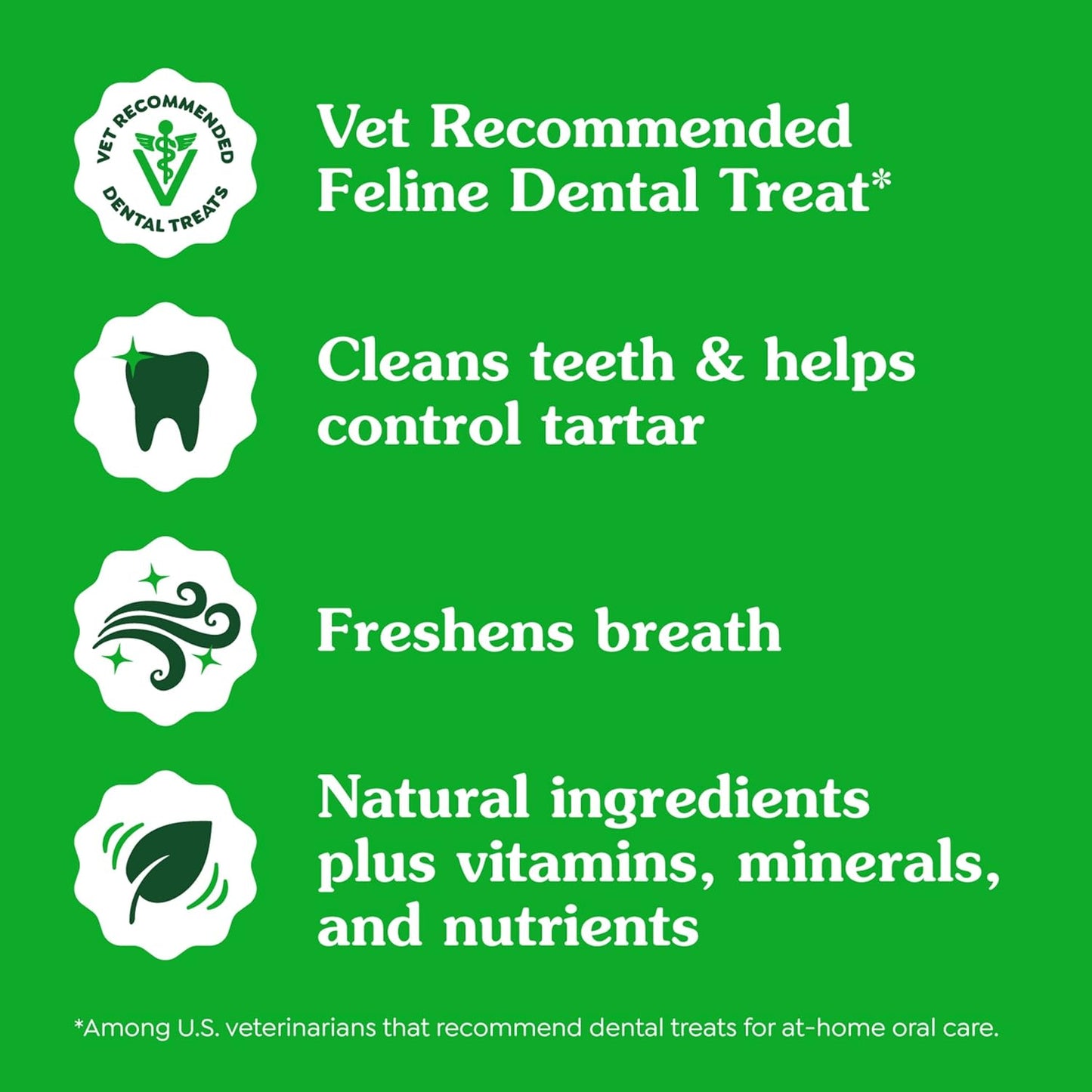 Feline Adult Dental Treats with Tempting Tuna Flavor, 9.75 Oz Tub