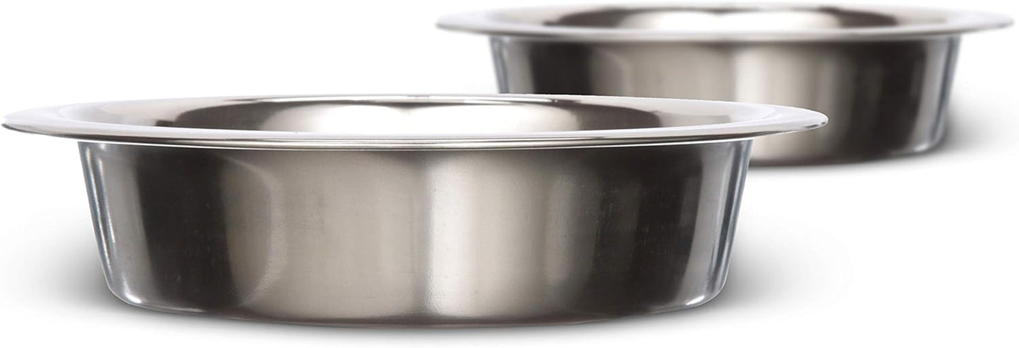 Shallow Stainless Steel Cat Bowls, 1 Cup (8 Oz.), Set of 2 Replacement Dishes for Neater Feeder (Express & Deluxe), Whisker-Friendly, Dishwasher Safe