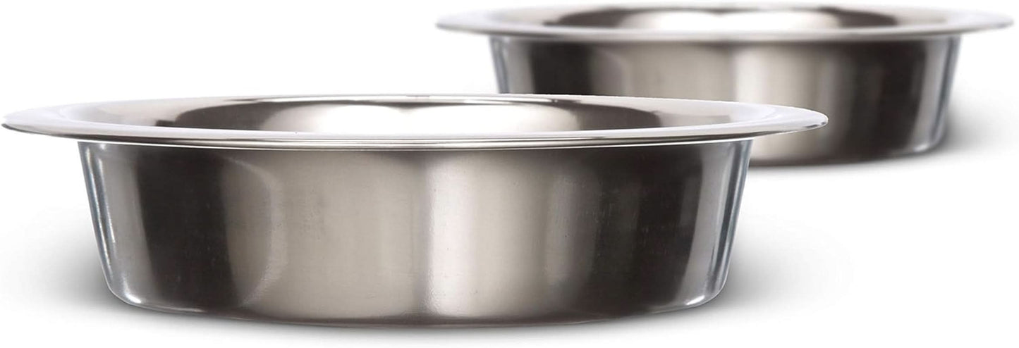 Shallow Stainless Steel Cat Bowls, 1 Cup (8 Oz.), Set of 2 Replacement Dishes for Neater Feeder (Express & Deluxe), Whisker-Friendly, Dishwasher Safe