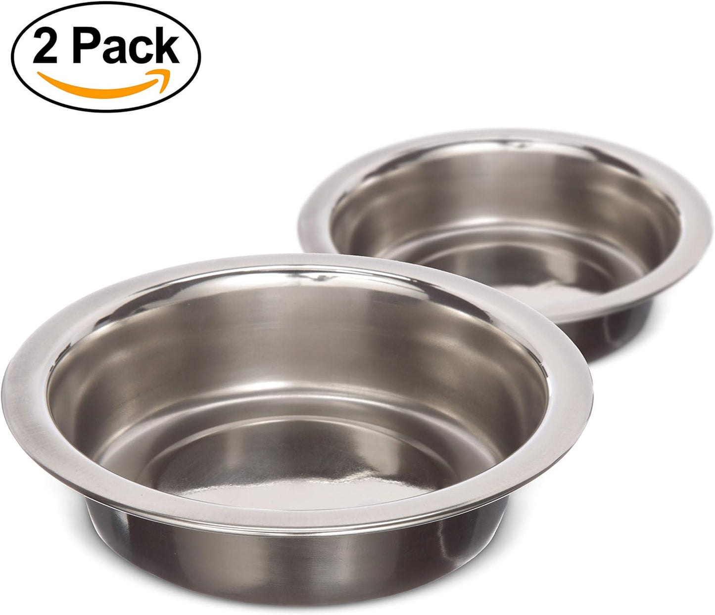 Shallow Stainless Steel Cat Bowls, 1 Cup (8 Oz.), Set of 2 Replacement Dishes for Neater Feeder (Express & Deluxe), Whisker-Friendly, Dishwasher Safe