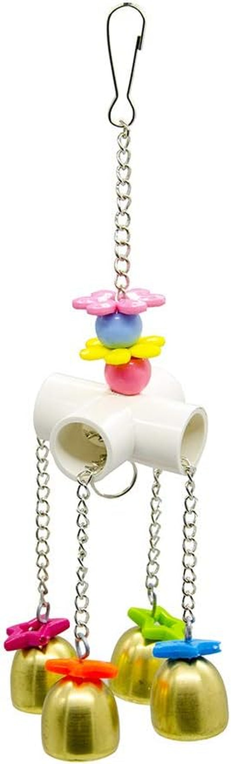 Colorful Bird Swing Toy with Bell - Hanging Accessory for Budgies, Lovebirds, Conures, and Small Parakeets