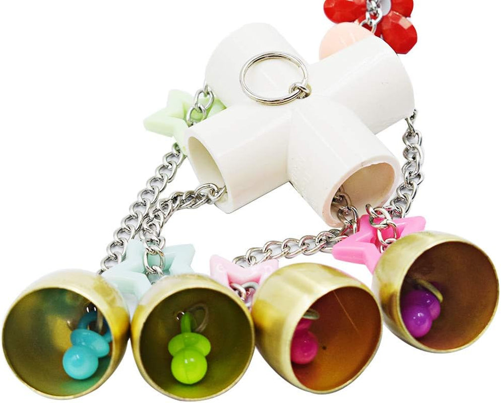 Colorful Bird Swing Toy with Bell - Hanging Accessory for Budgies, Lovebirds, Conures, and Small Parakeets