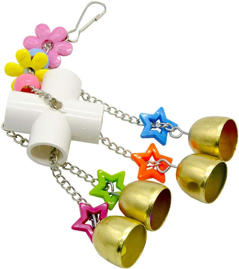 Colorful Bird Swing Toy with Bell - Hanging Accessory for Budgies, Lovebirds, Conures, and Small Parakeets