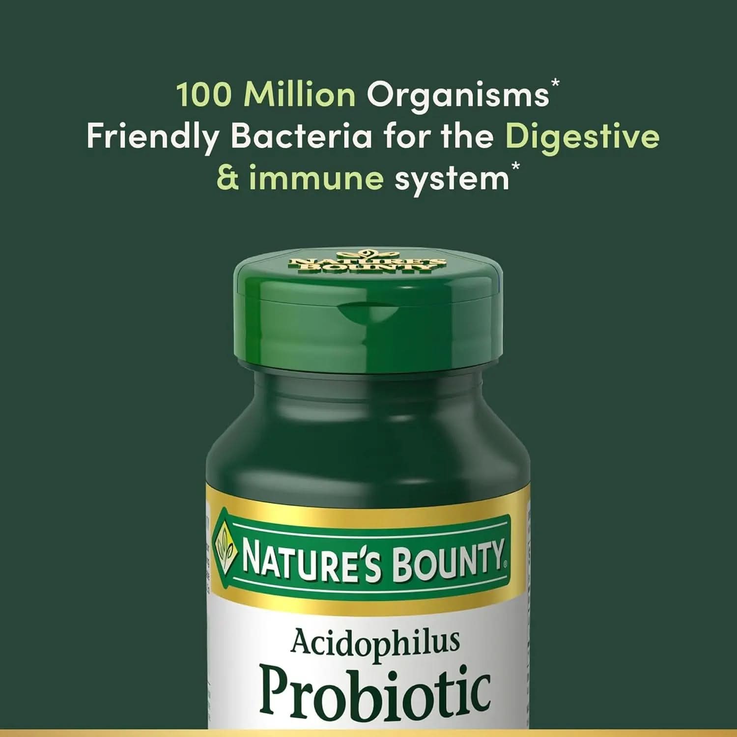 Lactobacillus Acidophilus Probiotic Supplement for Digestive Health - 100 Million Organisms per Serving, Vegetarian, 120 Tablets