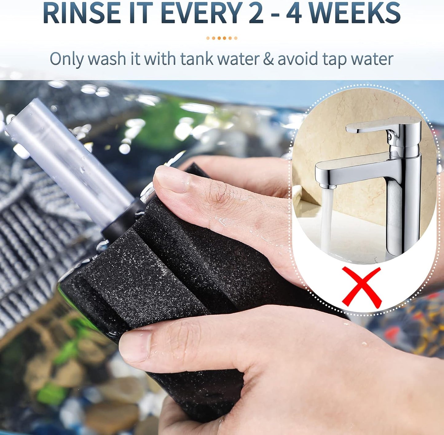 Large Bio Sponge Filter - Quiet Foam Filter for Betta, Fry, Shrimp, and Small Fish for Aquariums up to 50 Gallons