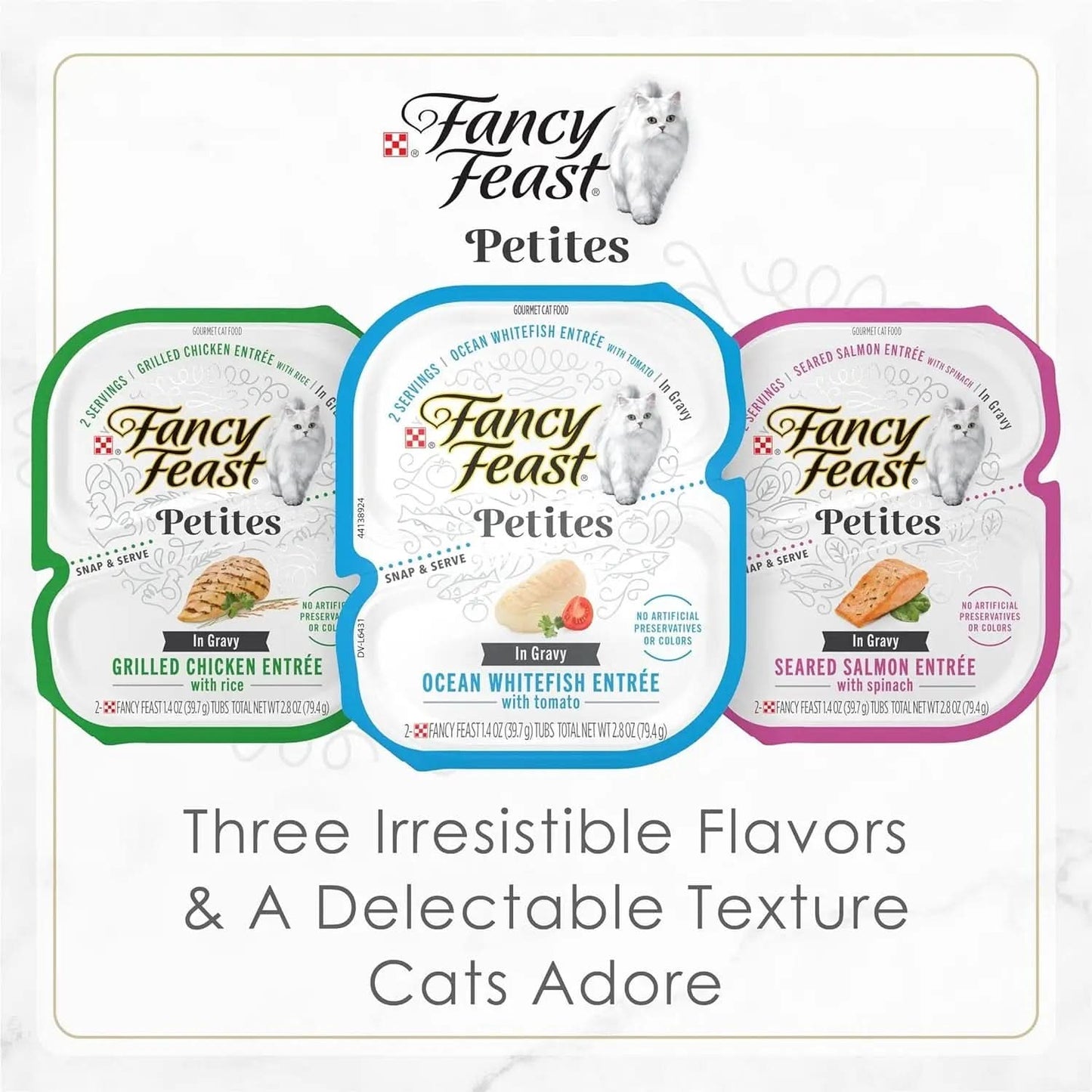 Purina  Gourmet Wet Cat Food Variety Pack, Petites Gravy Collection, Break-Apart Tubs, 48 Servings (24 Pack, 2.8 Oz. Tubs)
